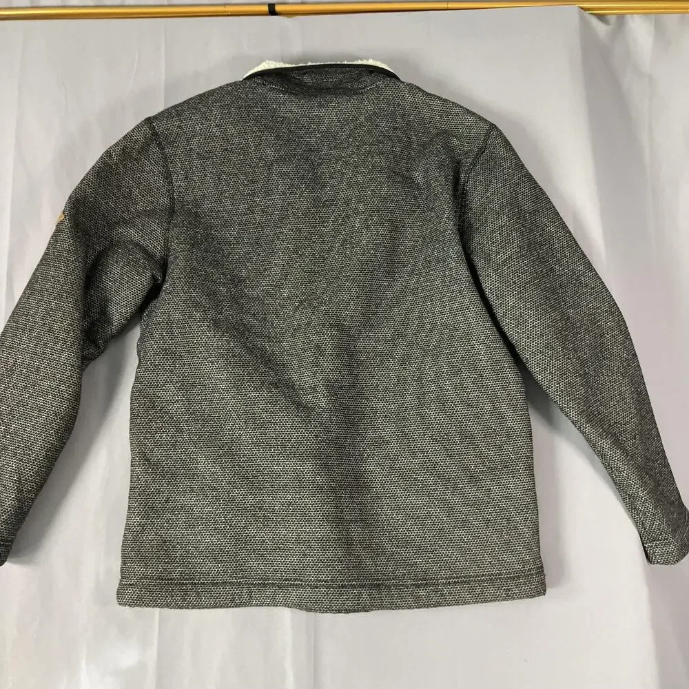 Orvis Sweater Mens Medium Gray Quarter Zip‎ Sherpa Lined Fleece Pockets Knit